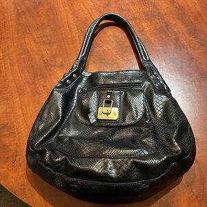 Mac & Jac Black Shoulder Bag with Gold Hardware and Slouchy Shape